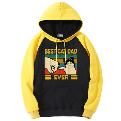 Cel mai bun tată al pisicii care imprimă cu pumnul noi Hanorace pentru bărbați Haine largi ocazional Hanorace cu fleece oversize Hanorace cu glugă raglan de modă pentru femei