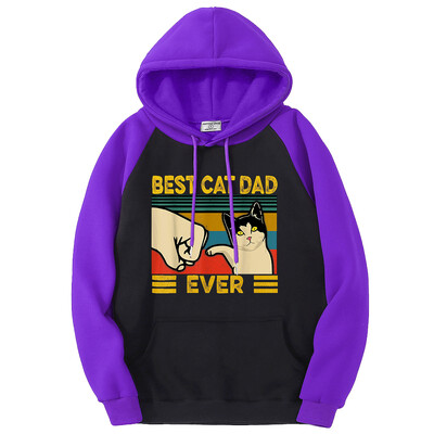 Cel mai bun tată al pisicii care imprimă cu pumnul noi Hanorace pentru bărbați Haine largi ocazional Hanorace cu fleece oversize Hanorace cu glugă raglan de modă pentru femei