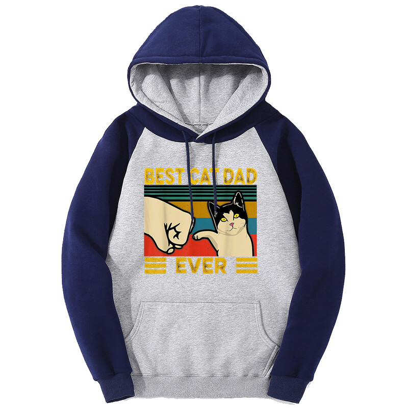 Cel mai bun tată al pisicii care imprimă cu pumnul noi Hanorace pentru bărbați Haine largi ocazional Hanorace cu fleece oversize Hanorace cu glugă raglan de modă pentru femei