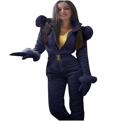 Madingi moteriški slidinėjimo drabužiai su gobtuvu Striukės su gobtuvu lauke, sportinės, užtrauktuku, prigludusios vientisos laisvalaikio slidinėjimo aprangos klasikiniai išskirtiniai kostiumai