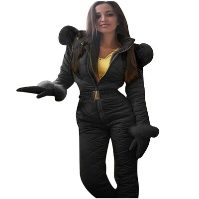 Madingi moteriški slidinėjimo drabužiai su gobtuvu Striukės su gobtuvu lauke, sportinės, užtrauktuku, prigludusios vientisos laisvalaikio slidinėjimo aprangos klasikiniai išskirtiniai kostiumai