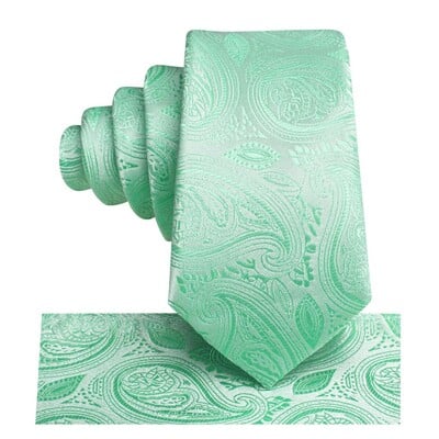 Μεταξωτή γραβάτα για παιδιά Mint Green Paisley Luxury Designer Handky Παιδική Γραβάτα 120cm Μακρύ 6cm Φαρδύ Fashion Party Dropship Hi-Tie