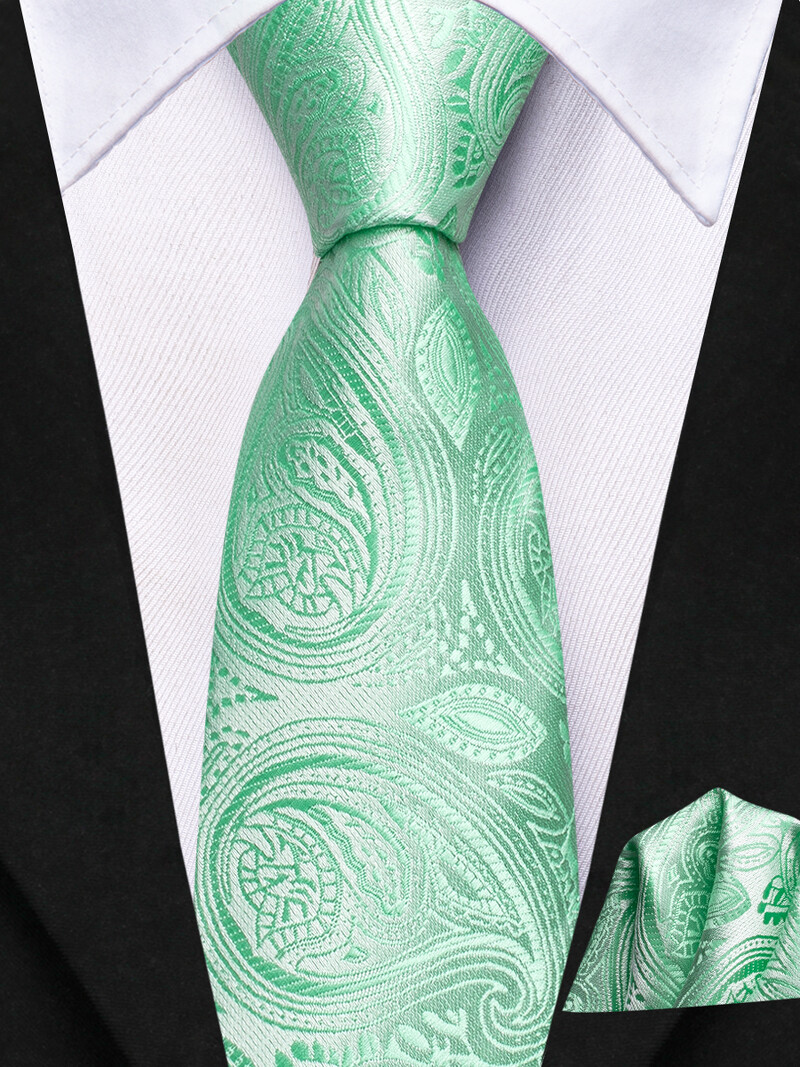 Zīda kaklasaite bērniem Mint Green Paisley Luxury Designer Handky Child kaklasaite 120cm gara 6CM plata modes ballītes dropship hi-tie