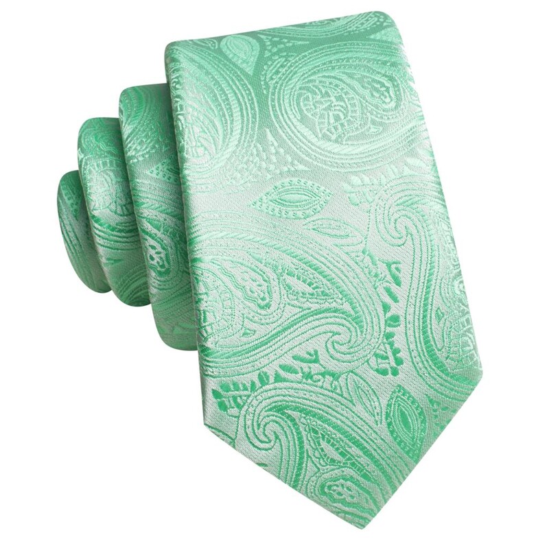 Zīda kaklasaite bērniem Mint Green Paisley Luxury Designer Handky Child kaklasaite 120cm gara 6CM plata modes ballītes dropship hi-tie