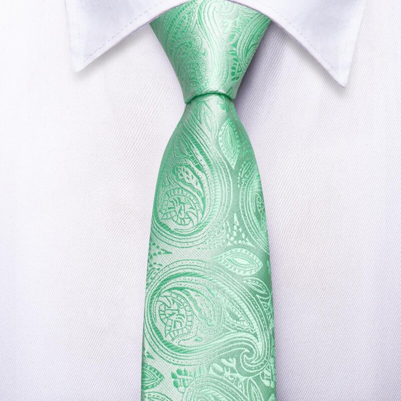 Zīda kaklasaite bērniem Mint Green Paisley Luxury Designer Handky Child kaklasaite 120cm gara 6CM plata modes ballītes dropship hi-tie