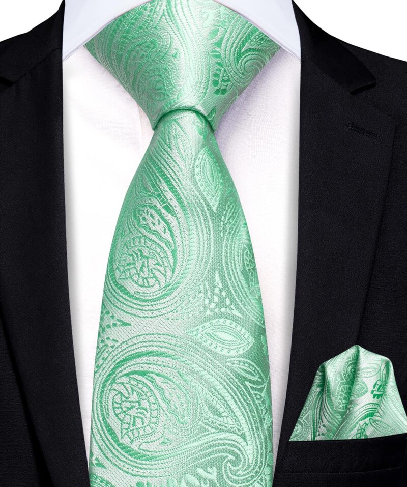 Zīda kaklasaite bērniem Mint Green Paisley Luxury Designer Handky Child kaklasaite 120cm gara 6CM plata modes ballītes dropship hi-tie