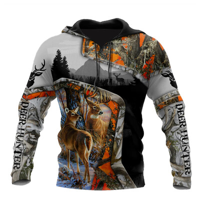 2024. muška modna lovačka široka majica s kapuljačom s velikim 3D printom jelena, super velika majica s kapuljačom Modni entuzijast