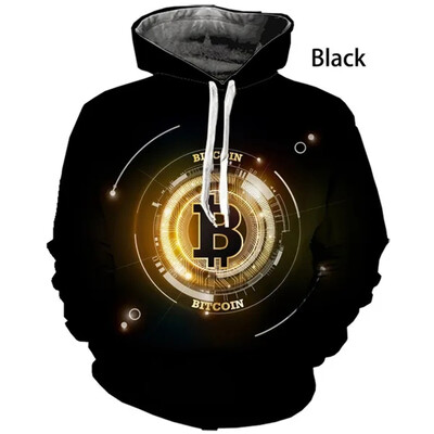 Най-новата мода за 2023 г. с 3D печат BTC Coin Hoodie Мъже Жени Момче Момиче Деца Дете Пуловер с дълги ръкави Пуловер с голям размер Горна част