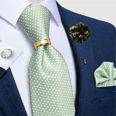 Cravate în carouri portocaliu, verde, verde, pentru bărbați, latime de 8 cm, petrecere de nuntă, pentru bărbați, cravată pentru gât, butoni, broșă cu inel de cravată