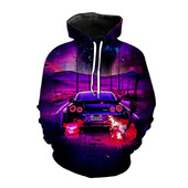 Νέα μόδα ανδρική αθλητική κουκούλα με κουκούλα 3D σπορ αυτοκίνητο με τσέπη μπουφάν φαρδιά φούτερ με μακριά μανίκια πουλόβερ με κουκούλα