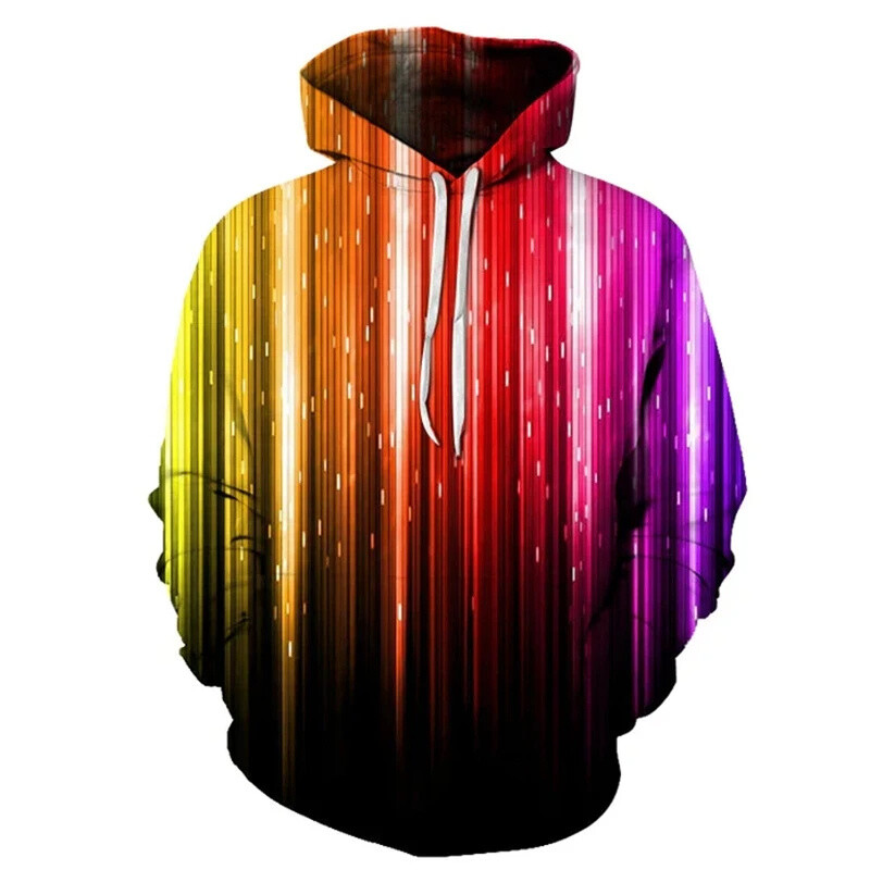Pánske mikiny s kapucňou s dúhovým gradientovým vzorom, farebné 3D tlačené pulóvre, módne unisexové nadrozmerné topy, voľné mikiny s kapucňou