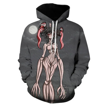 Забавни графични суичъри с глава на сирена Harajuku Fashion Game 3D Print Hoodies For Men Clothes Horror Girl Анцуг Boy Hoody Tops