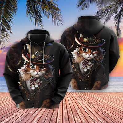 Vintage jenots Grafiski sporta krekli Steampunk Hasky Hoodies Vīriešiem Apģērbi Žirafe Dzīvnieks Treniņtērps Hip Hop Pet Hoody Y2k Topi