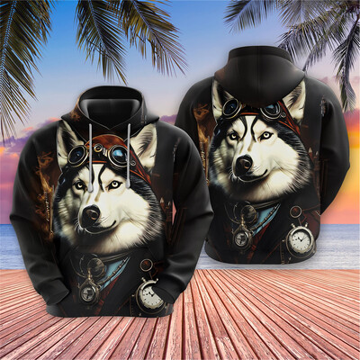 Vintage jenots Grafiski sporta krekli Steampunk Hasky Hoodies Vīriešiem Apģērbi Žirafe Dzīvnieks Treniņtērps Hip Hop Pet Hoody Y2k Topi