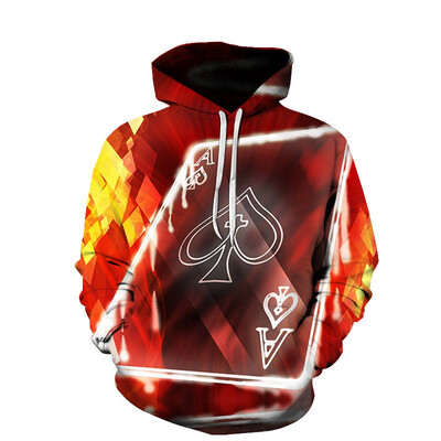 Fashion Playing Printing Universal Dalian Autumn Cool Street and Spring Super Pattern Men 3D Poker Cards Magician Hoodie