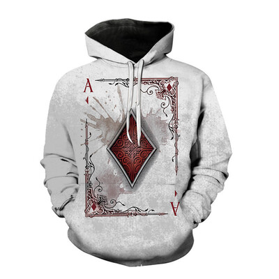 Fashion Playing Printing Universal Dalian Autumn Cool Street and Spring Super Pattern Men 3D Poker Cards Magician Hoodie
