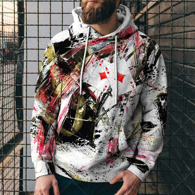 Fashion Playing Printing Universal Dalian Autumn Cool Street and Spring Super Pattern Men 3D Poker Cards Magician Hoodie
