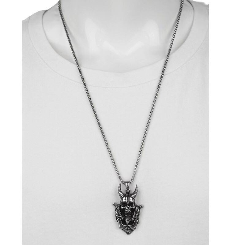 Retro vikingu skelets Warrior kulonu kaklarota nerūsējošā tērauda ķēde gotiskā panka rotaslietas pārrobežu karstā vairumtirdzniecība