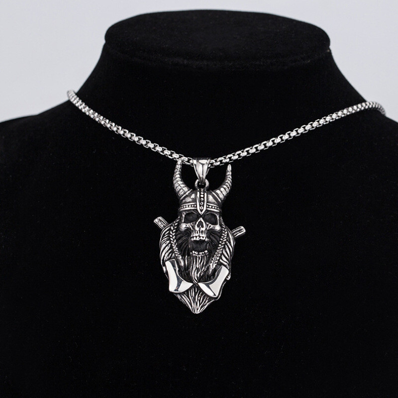 Retro vikingu skelets Warrior kulonu kaklarota nerūsējošā tērauda ķēde gotiskā panka rotaslietas pārrobežu karstā vairumtirdzniecība