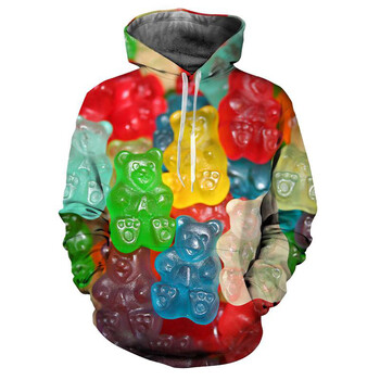 Нови бонбони Snack Sugar 3D Print Hoodies Мъже Жени Есен Ежедневни суичъри с дълъг ръкав и качулка Streetwear Пуловери Детско облекло