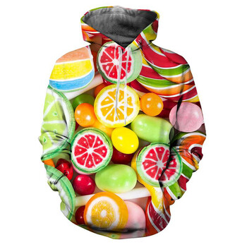 Нови бонбони Snack Sugar 3D Print Hoodies Мъже Жени Есен Ежедневни суичъри с дълъг ръкав и качулка Streetwear Пуловери Детско облекло