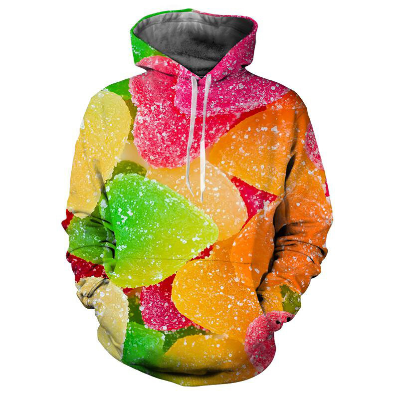 Jauns Candy Snack Sugar 3D Print Hoodies Vīriešu Sievietēm Rudens Ikdienišķs džemperis ar garām piedurknēm ar kapuci Ielu apģērbi Puloveri Bērnu apģērbi