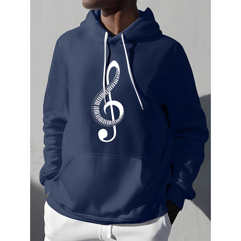 Mada Fortepijonas Muzika Pastaba Spausdinti gobtuvas Vyriškas Moteriškas Kasdienis gobtuvas Megztiniai su gobtuvu Harajuku Megztiniai Unisex Sportinis kostiumas Drabužiai
