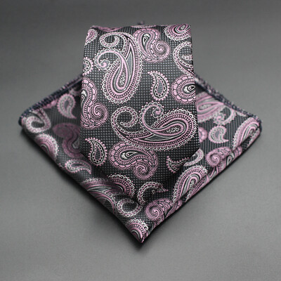 7 CM žakarda kaklasaite Paisley ziedu vīriešu kaklasaite Augstākās kvalitātes zila zaļa biznesa kaklasaites kabatas kvadrātveida komplekts, klasisks vīriešu dāvana