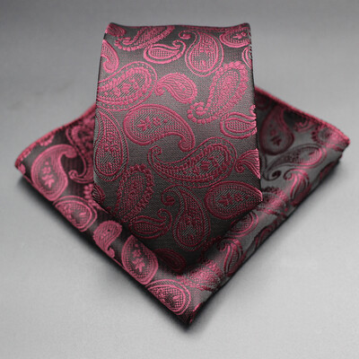 7 CM žakarda kaklasaite Paisley ziedu vīriešu kaklasaite Augstākās kvalitātes zila zaļa biznesa kaklasaites kabatas kvadrātveida komplekts, klasisks vīriešu dāvana