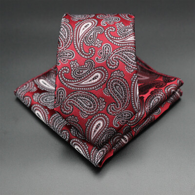 7 CM žakarda kaklasaite Paisley ziedu vīriešu kaklasaite Augstākās kvalitātes zila zaļa biznesa kaklasaites kabatas kvadrātveida komplekts, klasisks vīriešu dāvana