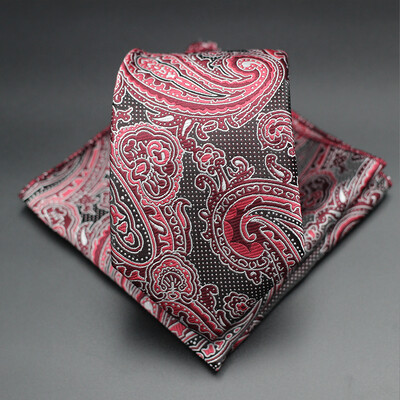 7 CM žakarda kaklasaite Paisley ziedu vīriešu kaklasaite Augstākās kvalitātes zila zaļa biznesa kaklasaites kabatas kvadrātveida komplekts, klasisks vīriešu dāvana