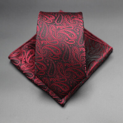 7 CM žakarda kaklasaite Paisley ziedu vīriešu kaklasaite Augstākās kvalitātes zila zaļa biznesa kaklasaites kabatas kvadrātveida komplekts, klasisks vīriešu dāvana