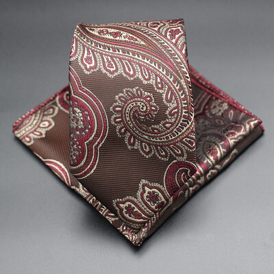 7 CM žakarda kaklasaite Paisley ziedu vīriešu kaklasaite Augstākās kvalitātes zila zaļa biznesa kaklasaites kabatas kvadrātveida komplekts, klasisks vīriešu dāvana