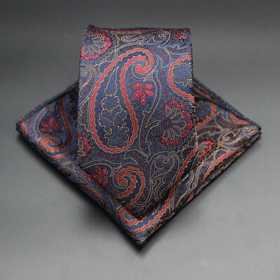 7 CM žakarda kaklasaite Paisley ziedu vīriešu kaklasaite Augstākās kvalitātes zila zaļa biznesa kaklasaites kabatas kvadrātveida komplekts, klasisks vīriešu dāvana