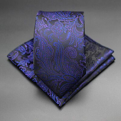 7 CM žakarda kaklasaite Paisley ziedu vīriešu kaklasaite Augstākās kvalitātes zila zaļa biznesa kaklasaites kabatas kvadrātveida komplekts, klasisks vīriešu dāvana