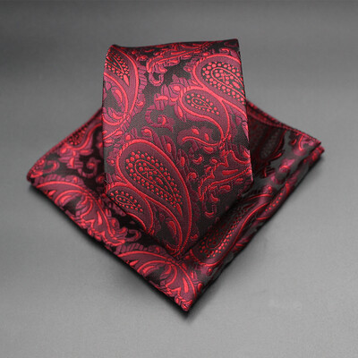 7 CM žakarda kaklasaite Paisley ziedu vīriešu kaklasaite Augstākās kvalitātes zila zaļa biznesa kaklasaites kabatas kvadrātveida komplekts, klasisks vīriešu dāvana