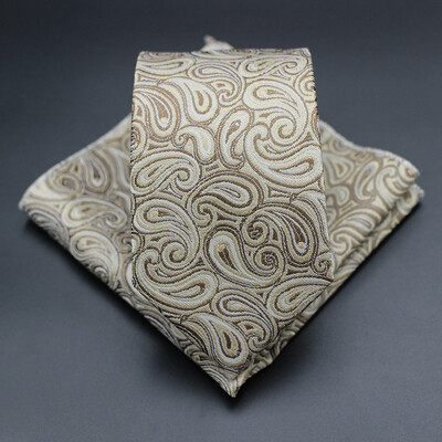 7 CM žakarda kaklasaite Paisley ziedu vīriešu kaklasaite Augstākās kvalitātes zila zaļa biznesa kaklasaites kabatas kvadrātveida komplekts, klasisks vīriešu dāvana