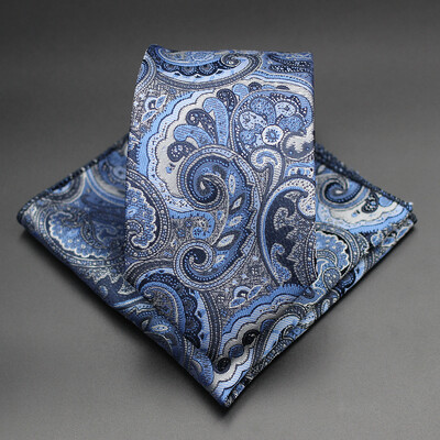 7 CM žakarda kaklasaite Paisley ziedu vīriešu kaklasaite Augstākās kvalitātes zila zaļa biznesa kaklasaites kabatas kvadrātveida komplekts, klasisks vīriešu dāvana