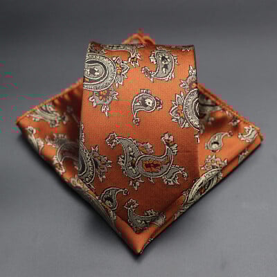 7 CM žakarda kaklasaite Paisley ziedu vīriešu kaklasaite Augstākās kvalitātes zila zaļa biznesa kaklasaites kabatas kvadrātveida komplekts, klasisks vīriešu dāvana