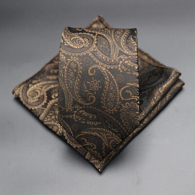 7 CM žakarda kaklasaite Paisley ziedu vīriešu kaklasaite Augstākās kvalitātes zila zaļa biznesa kaklasaites kabatas kvadrātveida komplekts, klasisks vīriešu dāvana
