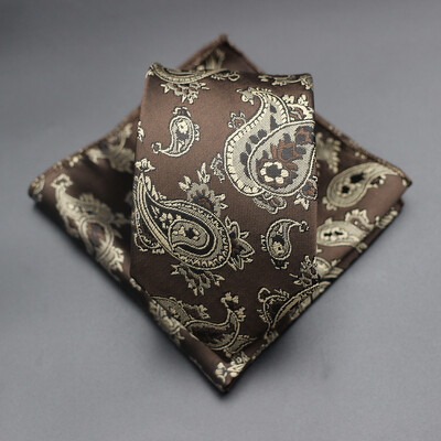 7 CM žakarda kaklasaite Paisley ziedu vīriešu kaklasaite Augstākās kvalitātes zila zaļa biznesa kaklasaites kabatas kvadrātveida komplekts, klasisks vīriešu dāvana