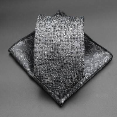 7 CM žakarda kaklasaite Paisley ziedu vīriešu kaklasaite Augstākās kvalitātes zila zaļa biznesa kaklasaites kabatas kvadrātveida komplekts, klasisks vīriešu dāvana