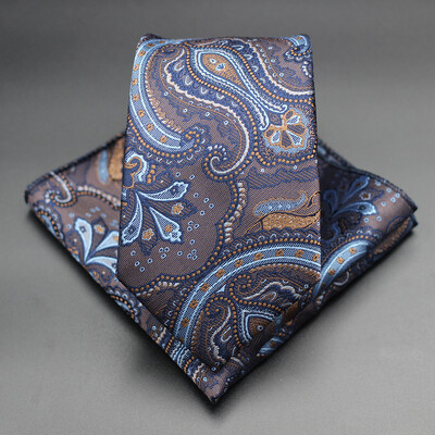 7 CM žakarda kaklasaite Paisley ziedu vīriešu kaklasaite Augstākās kvalitātes zila zaļa biznesa kaklasaites kabatas kvadrātveida komplekts, klasisks vīriešu dāvana