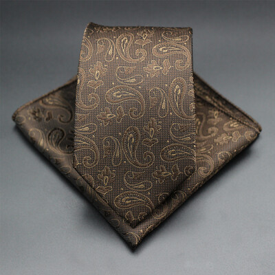 7 CM žakarda kaklasaite Paisley ziedu vīriešu kaklasaite Augstākās kvalitātes zila zaļa biznesa kaklasaites kabatas kvadrātveida komplekts, klasisks vīriešu dāvana