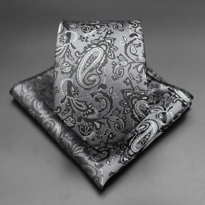 7 CM žakarda kaklasaite Paisley ziedu vīriešu kaklasaite Augstākās kvalitātes zila zaļa biznesa kaklasaites kabatas kvadrātveida komplekts, klasisks vīriešu dāvana