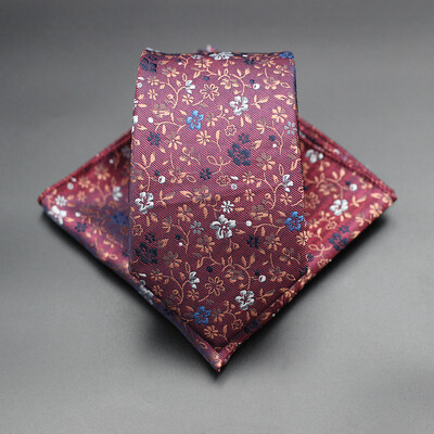 7 CM žakarda kaklasaite Paisley ziedu vīriešu kaklasaite Augstākās kvalitātes zila zaļa biznesa kaklasaites kabatas kvadrātveida komplekts, klasisks vīriešu dāvana