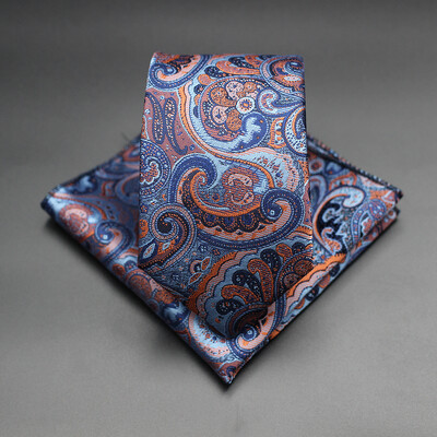 7 CM žakarda kaklasaite Paisley ziedu vīriešu kaklasaite Augstākās kvalitātes zila zaļa biznesa kaklasaites kabatas kvadrātveida komplekts, klasisks vīriešu dāvana