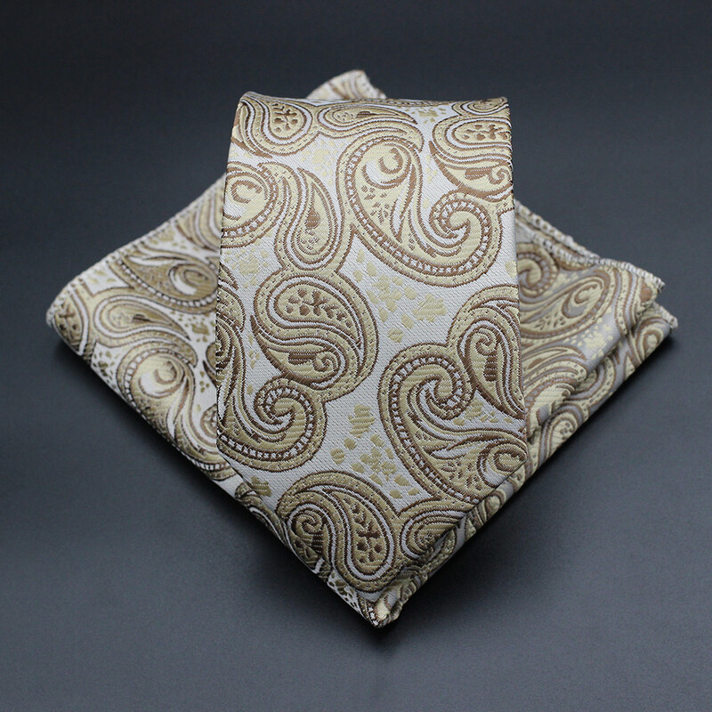 7 CM žakarda kaklasaite Paisley ziedu vīriešu kaklasaite Augstākās kvalitātes zila zaļa biznesa kaklasaites kabatas kvadrātveida komplekts, klasisks vīriešu dāvana