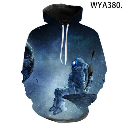 Άνοιξη και φθινόπωρο Νέα φούτερ Αστροναύτης Άνδρες Γυναίκες Παιδιά Φούτερ πουλόβερ με 3D εμπριμέ streetwear πουλόβερ Streetwear αγόρι κορίτσι παιδικά μπλουζάκια