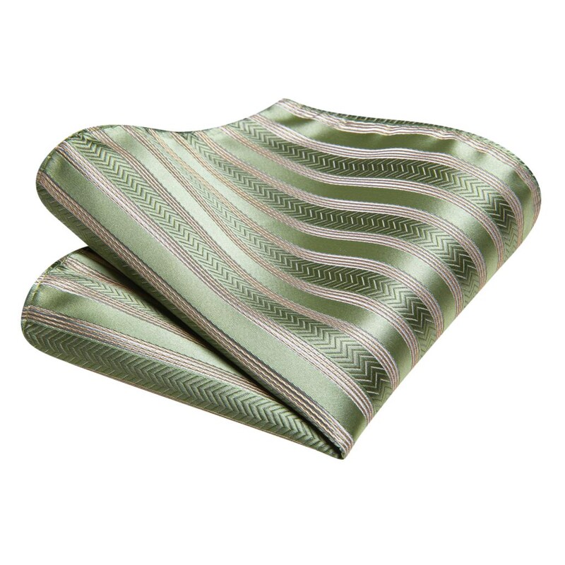 Dāvanu kaklasaite vīriešiem 2023. gada Jauns Sage Green Brown Svītrains Modes Zīmols Kāzu ballīšu Kaklasaite Handky Aproču pogas Vairumtirdzniecības Hi-Tie dizainers